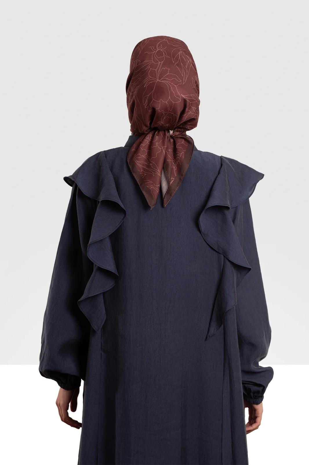 Tencelstof Abaya met rits en volants