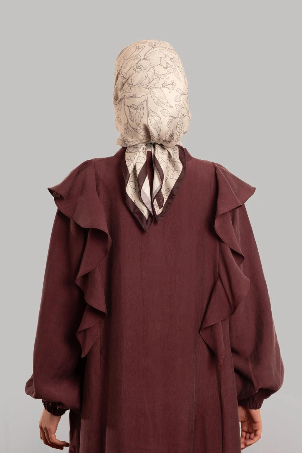 Tencelstof Abaya met rits en volants